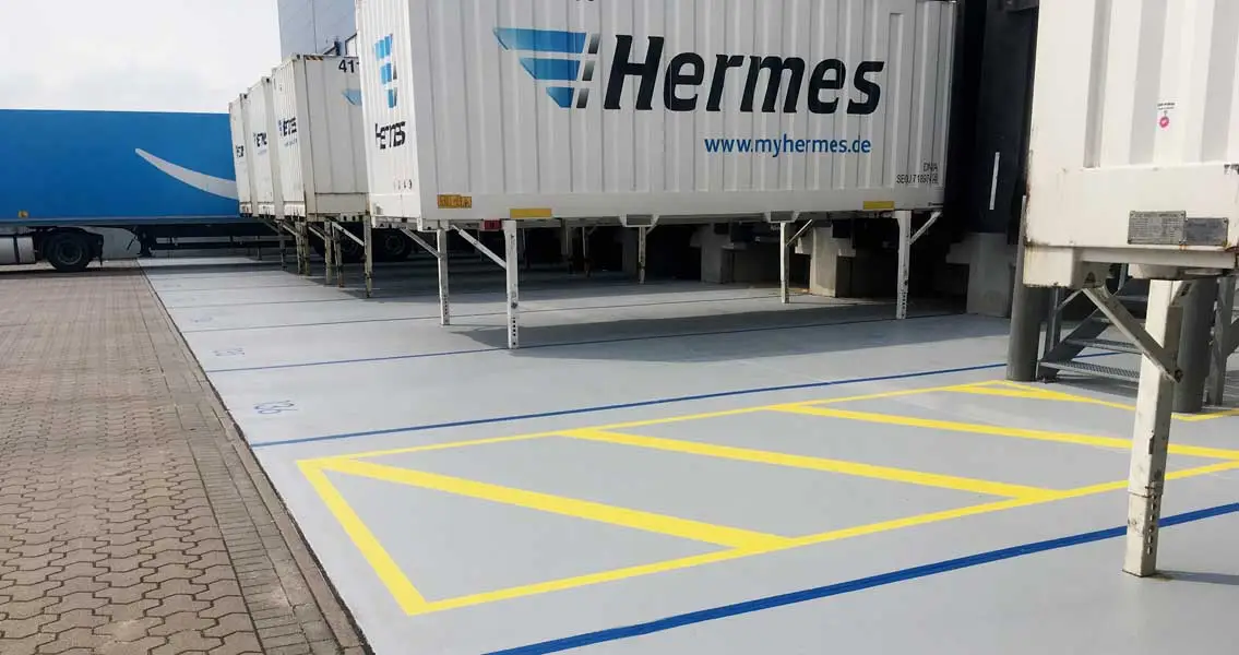 The loading areas at the Hermes hub after installation of the MC-Floor TopSpeed system